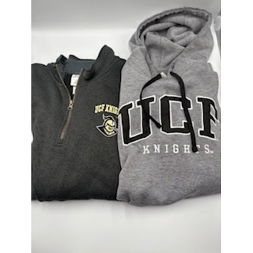Champion UCF Knights Hoodie and Quarter Zip Grey Charcoal Bundle NCAA Large
